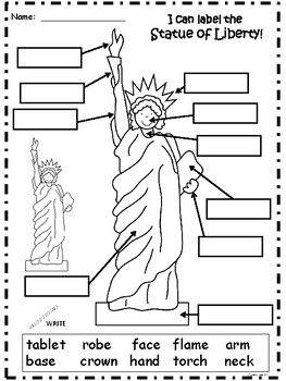 A+ Statue of Liberty Labels by Regina Davis | Teachers Pay Teachers