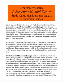 Preview of A Streetcar Named Desire, Study Guides & Quiz/Discussion guides