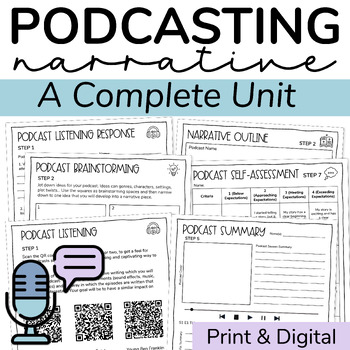 Preview of A Student Podcast Unit With Podcast Worksheets and Project Based Learning Guide