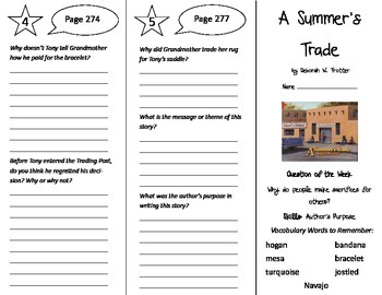 Preview of A Summer's Trade Trifold - Reading Street 5th Grade Unit 2 Week 4