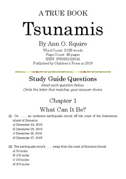Preview of A TRUE BOOK: Tsunamis by Ann O. Squire; Multiple-Choice Study Guide