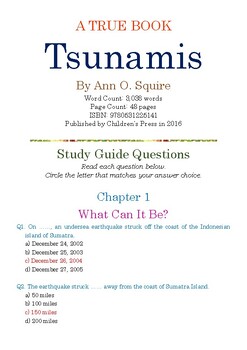 Preview of A TRUE BOOK: Tsunamis by Ann O. Squire; Multiple-Choice Study Guide w/Answer Key