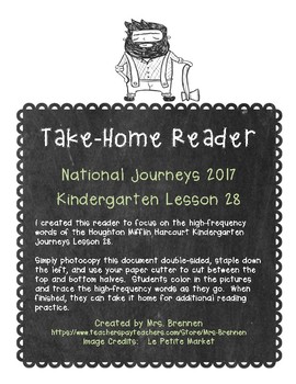 Preview of A Take-Home Reader for National Journeys ELA Kindergarten Lesson 28