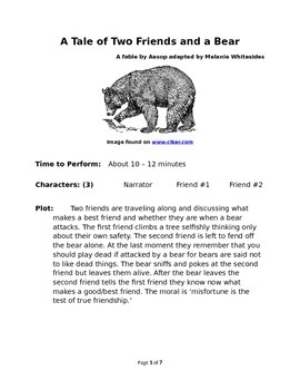 Preview of A Tale of Two Friends and a Bear - Small Group Reader's Theater by Aesop