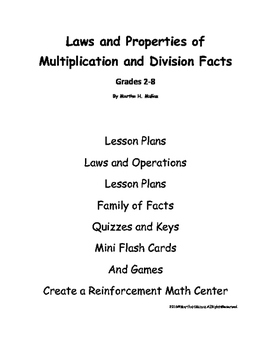 Preview of A Teacher Resource--Laws and Properties of Multiplication and Division Facts