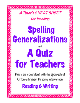 Preview of A Teacher's Cheat Sheet for Teaching Spelling Generalizations