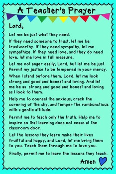 Preview of A Teacher's Prayer
