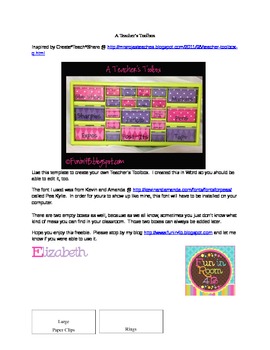 Preview of A Teacher's Toolbox Editable Template
