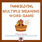 A Thanksgiving Multiple Meaning / Homonym Game