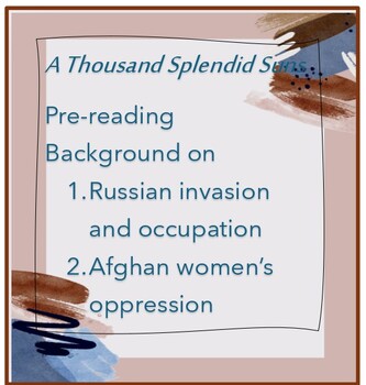 Preview of A Thousand Splendid Suns Pre & Close Read on Soviet invasion & "honour" w/KEY