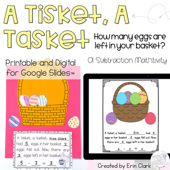 Preview of Easter Subtraction Word Problem Activity & Craft | Printable and Digital