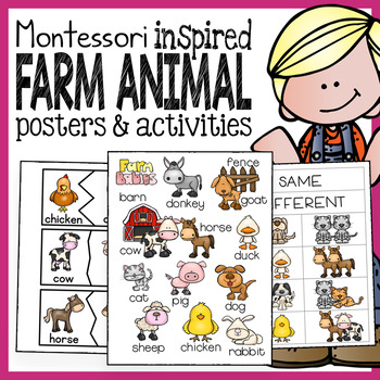 Preview of Farm Animals Pack with Montessori Inspired Activities