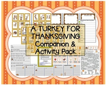 Preview of "A Turkey For Thanksgiving" Eve Bunting Companion Pack comprehension sequencing