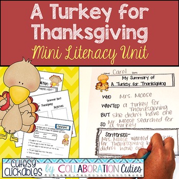 Preview of A Turkey for Thanksgiving Book Activities & Worksheets {Common Core}