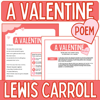 Preview of A Valentine by Carroll Poetry Writing/Annotation/Comprehension/Activity/Display