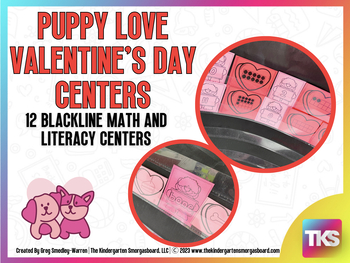 Preview of Valentine's Day Blackline Math and Literacy Centers