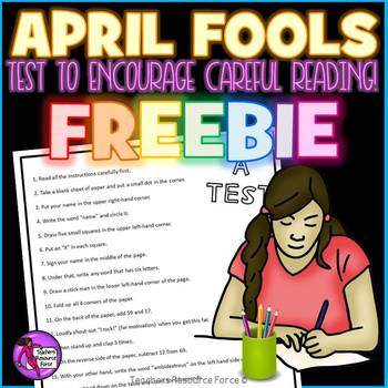 Preview of Free April Fools Test Prep Student Prank to encourage careful reading!