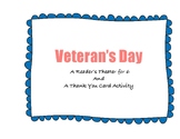 A Veteran's Day Play and Thank You Card Activity