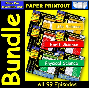 Preview of A Video Guide, Quiz for Bill Nye All 99 Episodes PRINTING BUNDLE