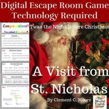 Preview of A Visit from St. Nicholas  | The Night Before Christmas | Digital Escape Room