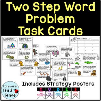Preview of Two Step Word Problem Task Cards