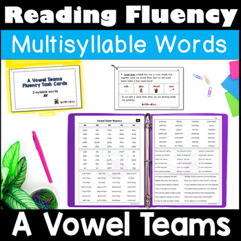 Preview of A Vowel Teams Fluency Grids AI AY AU AW 2-syllable words | Orton Gillingham