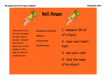 Preview of A WHOLE Year of Science Bell Ringers