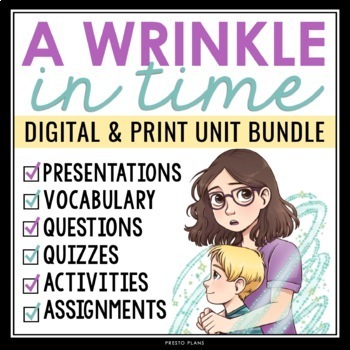 Preview of A Wrinkle in Time Unit Plan - Novel Study Reading Unit - Digital Print Bundle