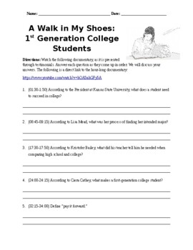 Preview of A Walk in My Shoes: First Generation College Students