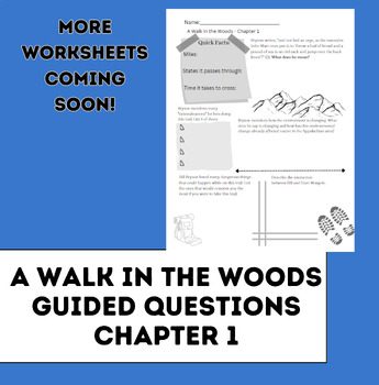 Preview of A Walk in the Woods Chapter 1 Guided Questions