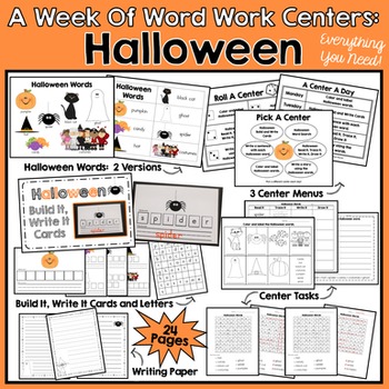 Preview of A Week Of Word Work Centers:  Halloween