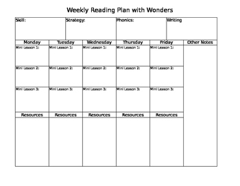 Preview of A Weekly Reading Plan with Wonders