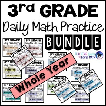 Preview of A Whole Year of Daily Math Review Bundle 3rd Grade