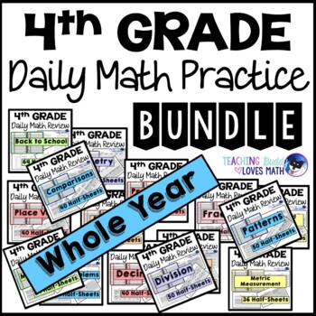 Preview of 1 A Whole Year of Daily Math Review Bundle 4th Grade