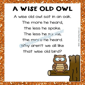 A Wise Old Owl | Colored Nursery Rhyme Poster by Little Learning Corner
