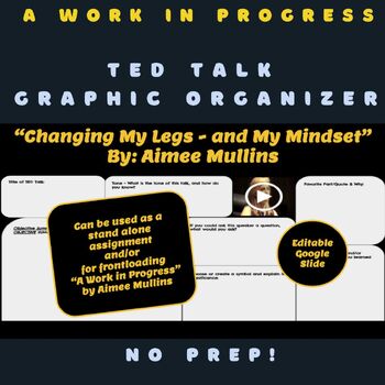 Preview of A Work in Progress TED Talk Graphic Organizer, myPerspectives 7th Grade - Unit 5