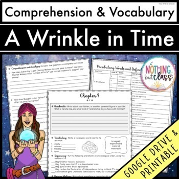 Preview of A Wrinkle in Time | Comprehension Questions and Vocabulary by chapter