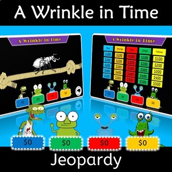 Preview of A Wrinkle in Time Novel Study Review Jeopardy Game Activities