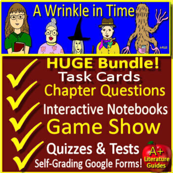 Preview of A Wrinkle in Time Novel Study Unit Test Activities Chapter Questions and Quizzes