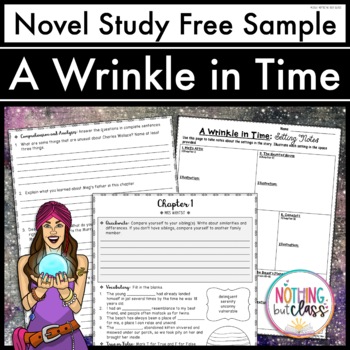 Preview of A Wrinkle in Time Novel Study FREE Sample | Worksheets and Activities