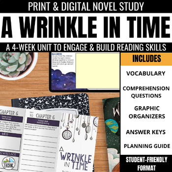 Preview of A Wrinkle in Time Novel Study: Comprehension Questions & Literature Activities