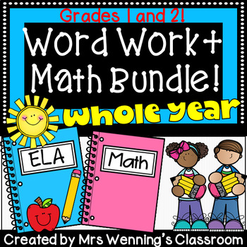 Preview of First Grade Language Arts and Math WHOLE YEAR Bundle!