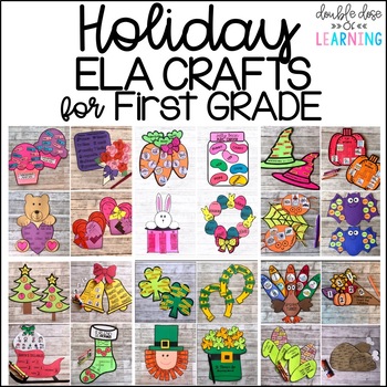 Preview of A Year-Long Bundle of HOLIDAY ELA Craftivities for 1st Grade!
