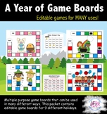 A Year Worth of Holiday Game Boards with Multiple Uses Gra