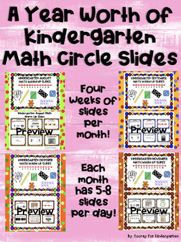 Preview of A Year Worth of Kindergarten Math Circle/Warm Up (Google Slides)