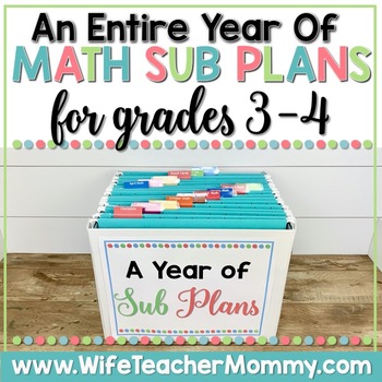 Preview of A Year of Emergency Sub Plans for 3rd & 4th Grade Math Bundle