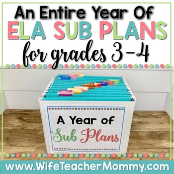 Preview of A Year of Emergency Sub Plans for 3rd, 4th Grade Sub Tub Bundle ELA