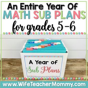 Preview of A Year of Emergency Sub Plans for 5th & 6th Grade Math Bundle