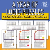 A Year of Logic Puzzles for Kids - Grid Puzzles & Sudoku P