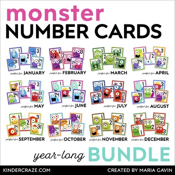 Printable Calendar Numbers for Entire Year - Themed Pocket Chart Numbers  BUNDLE